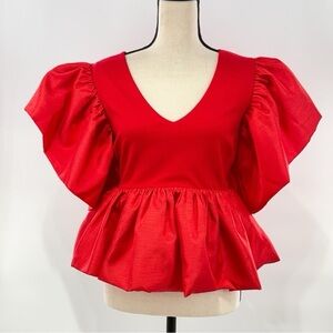 Sunday in Brooklyn Ruffle Sleeve Peplum Top – XS (Anthropologie)